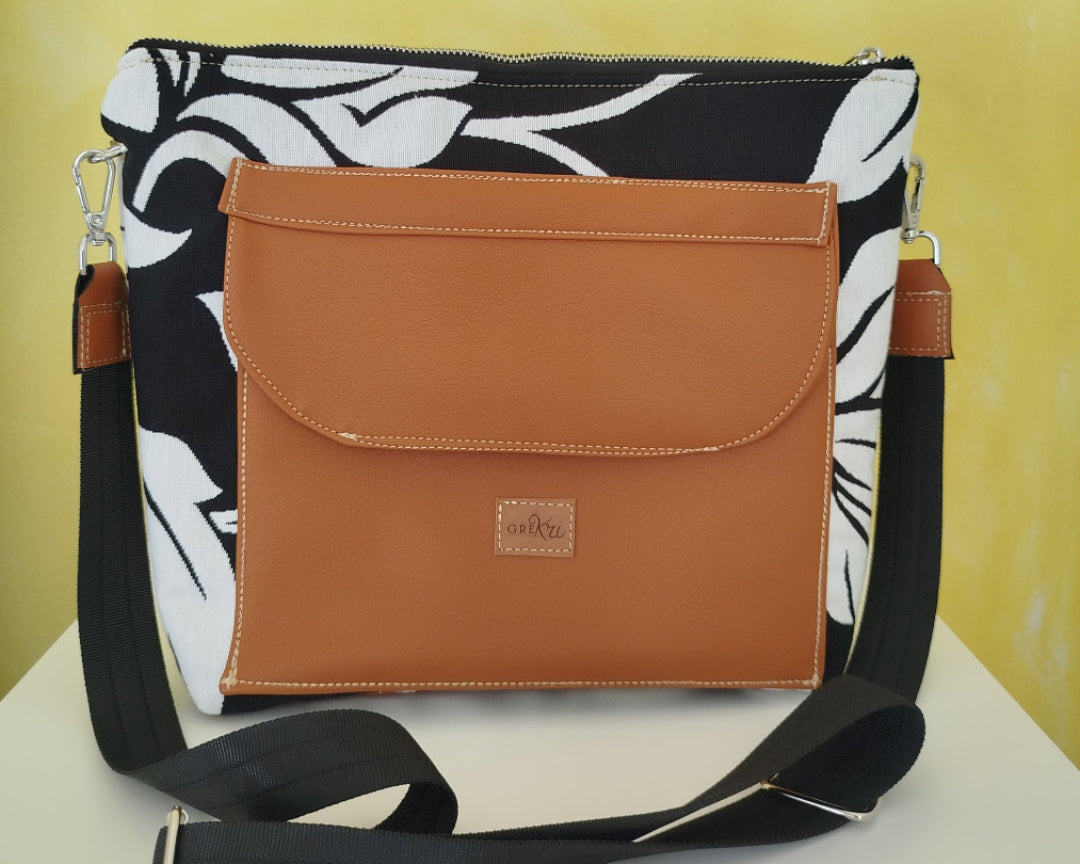 Borsa Easy Day fantasia foglie fronte GreKri Bags