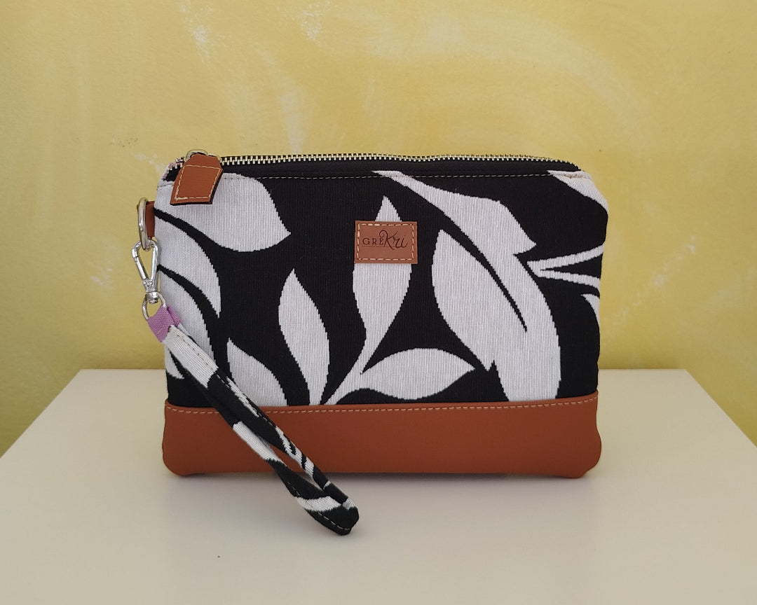 Pochette foglie Black & White GreKri Bags