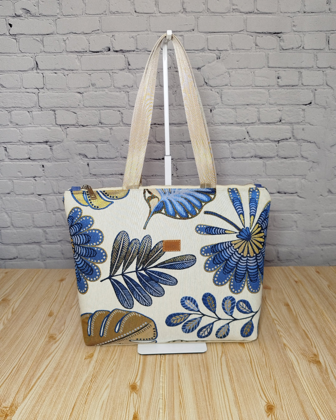 borsa shopper foglie blu - GreKri Bags