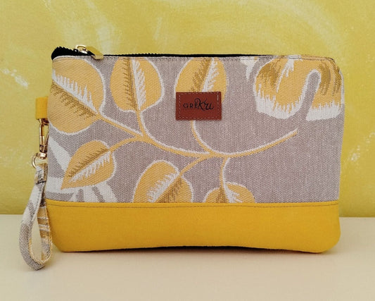 pochette foglie gialle fondo giallo_GreKri Bags