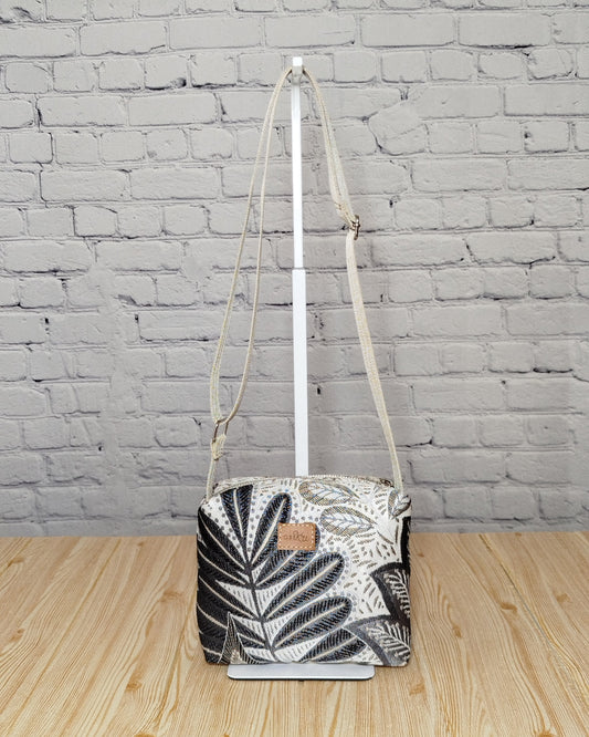 tracolla cubotto fantasia foglie grigio GreKri Bags