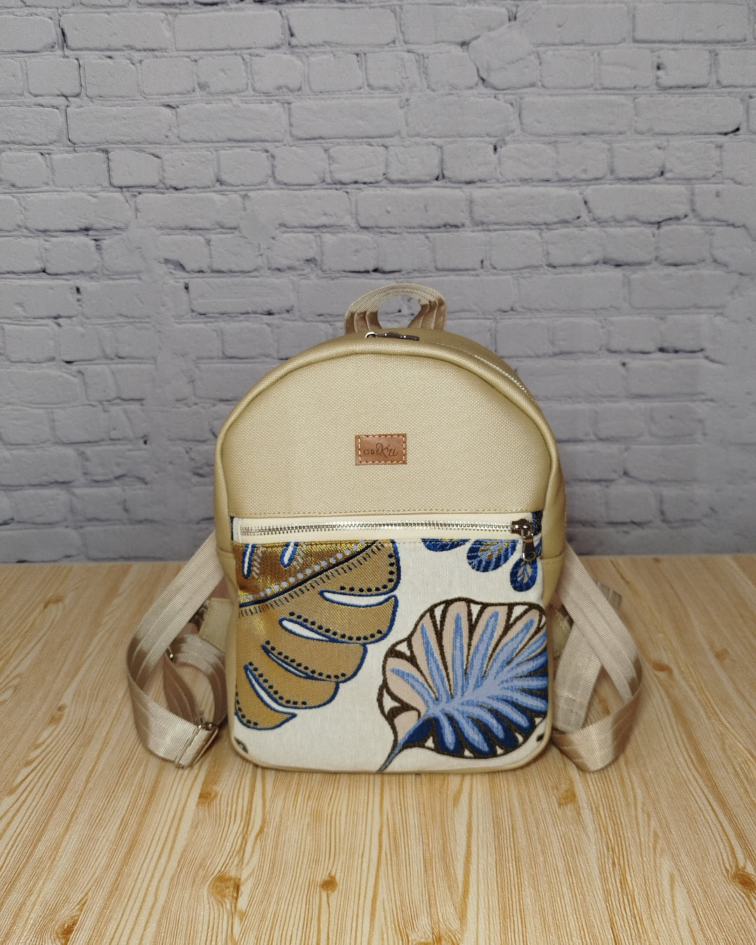 zaino foglie Blu - GreKri Bags